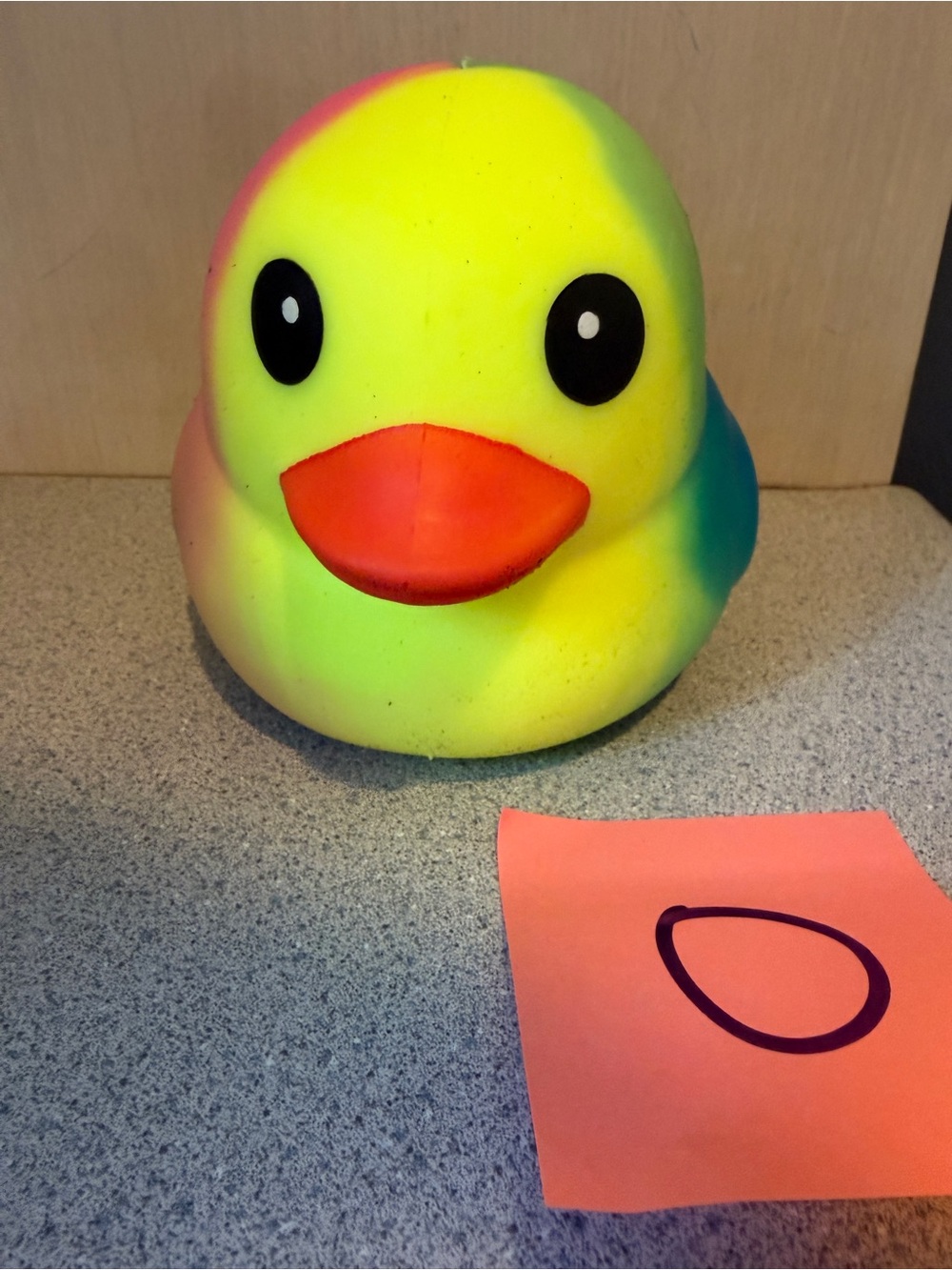 New Jumbo 5" XL Squishy Duck Rainbow Tie Dye Toy Toymendous 3+ Yellow Squeeezy O